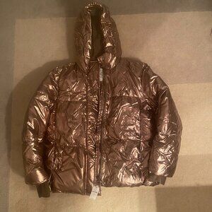 Shiny rose gold/honey brown puffer jacket